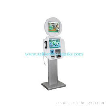 Robot Shape Multimedia Kiosks , Bar-code Scanner And Teleph